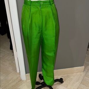 100% Silk Kelly Green Trousers